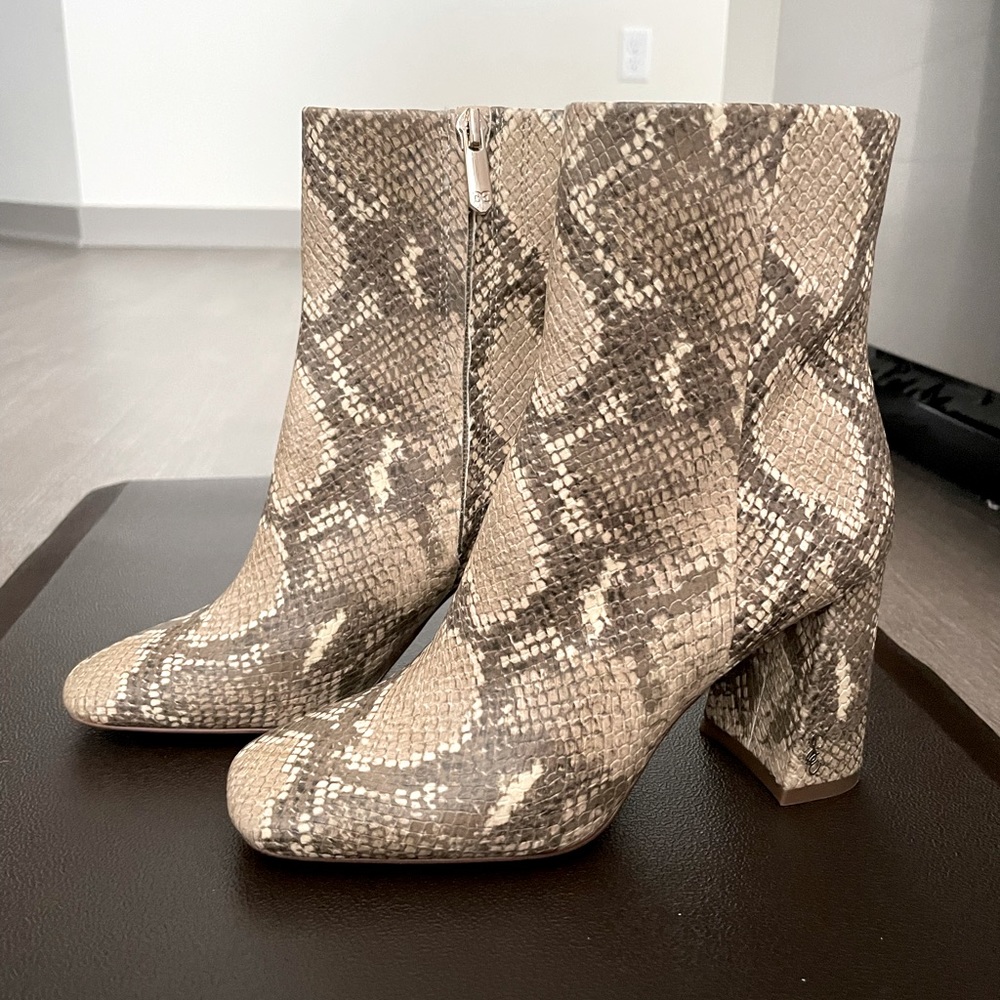Sam Edelman Snake Print Heeled Ankle Boots - Codie